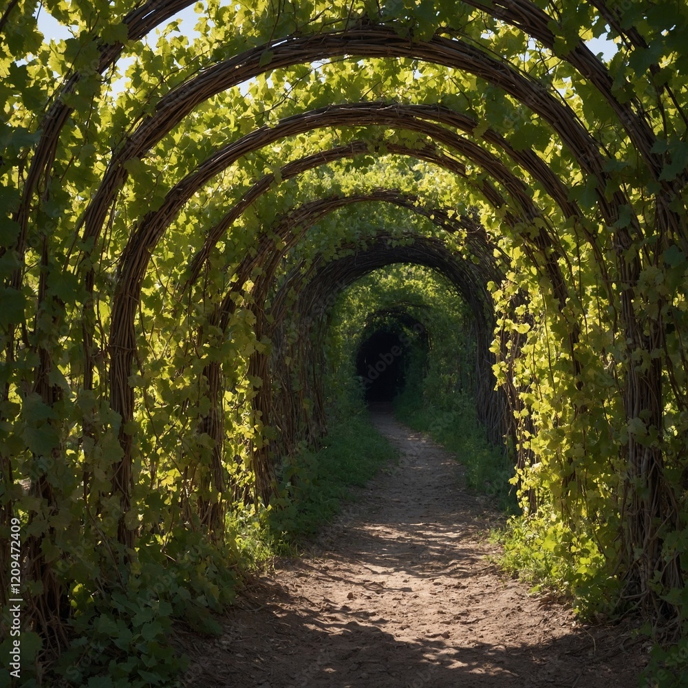 A nature preserve where visitors walk through tunnels of blooming vines. A nature preserve where visitors walk through tunnels of blooming vines.