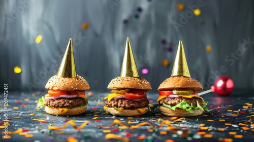 Festive Cheeseburgers Party Celebration Table Confetti