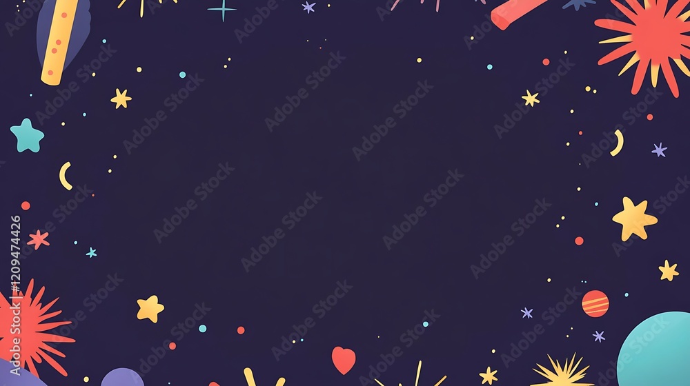 Fototapeta premium Colorful Space Theme Background Design With Stars