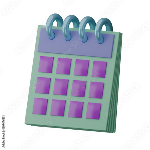 Minimal calendar icon isolated on background. Business task time organize management, Meeting or deadline reminder, monthly plan. 3d rende photo