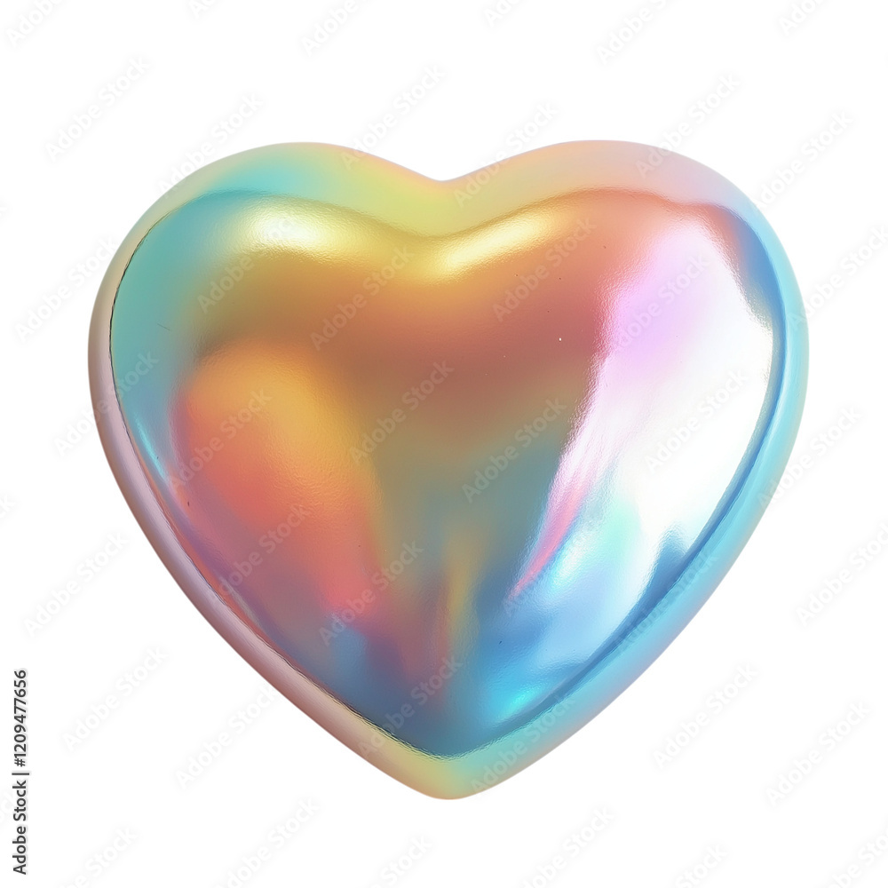 A rainbow heart symbol isolated on a white background.