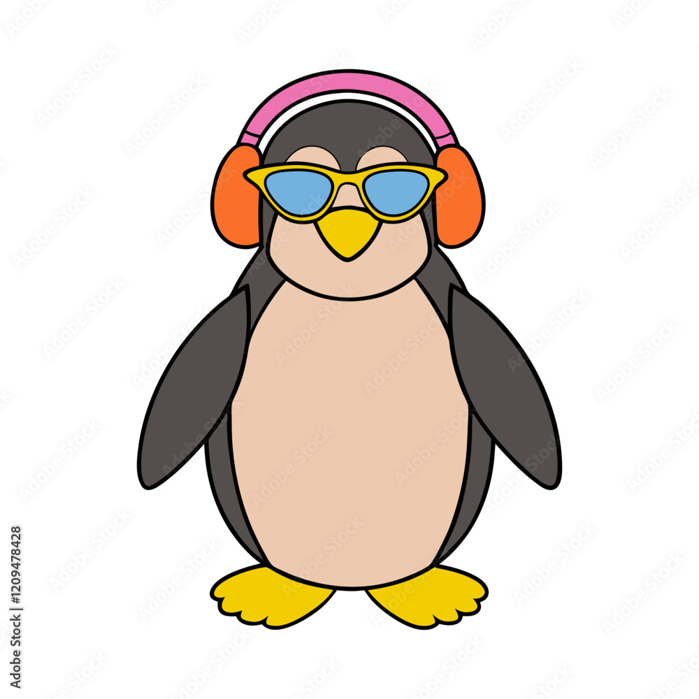 Obraz premium vector-silhouette-of a cool penguin wearing color