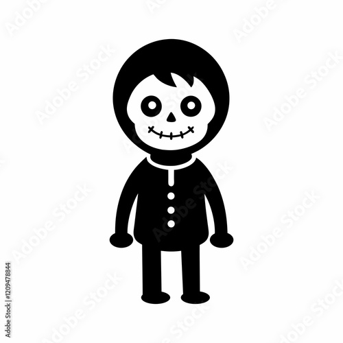 vector-silhouette-of smiling-boy dressed in skelet