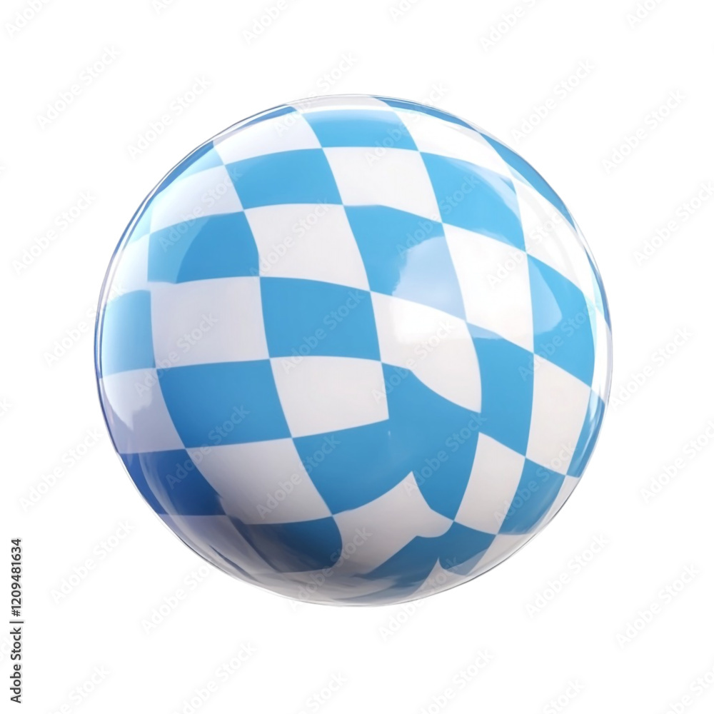Bavarian flag sphere glossy blue white check pattern design, Bavarian flag sphere glossy blue white check pattern design,