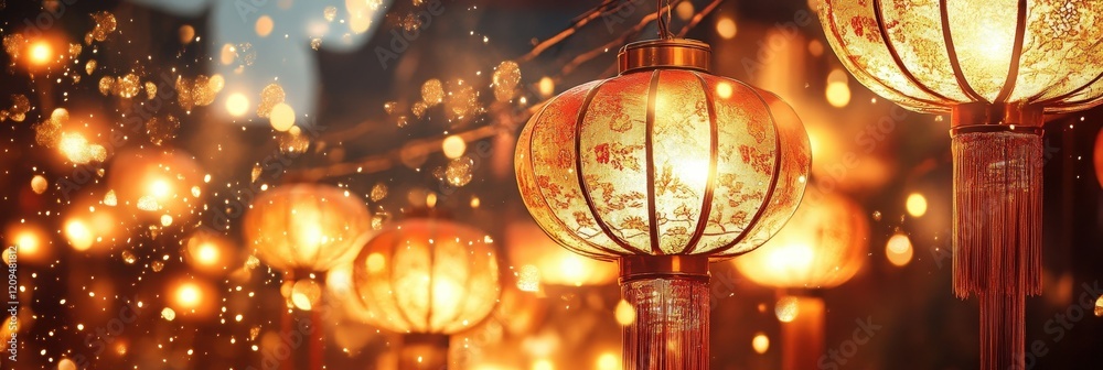 Captivating Evening Lanterns Illuminating a Festive Asian Market with Glowing Lights and Vibrant Colors Captivating Evening Lanterns Illuminating a Festive Asian Market with Glowing Lights and Vibrant Colors