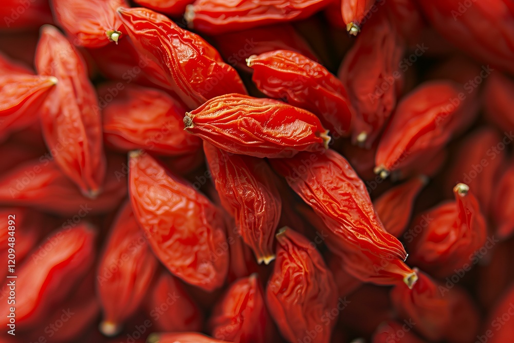 Numerous dried goji berries create a textured red backdrop, emphasizing their rich color and potential health benefits Numerous dried goji berries create a textured red backdrop, emphasizing their rich color and potential health benefits