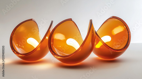 A bright orange semi-circle 3D, set against a clean white background, emphasizes vibrant colors and smooth textures photo