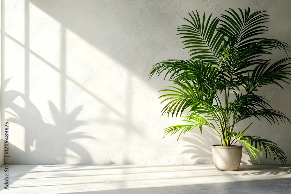 Sunlight Illuminates Greenery in Minimalist Room Decor Sunlight Illuminates Greenery in Minimalist Room Decor