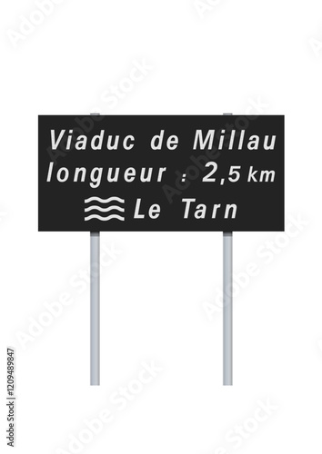Panneau du Viaduc de Millau (Aveyron) en vectoriel