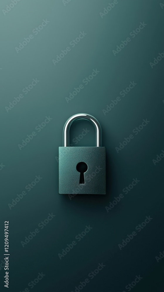 Minimalist Metal Lock on Dark Background Minimalist Metal Lock on Dark Background