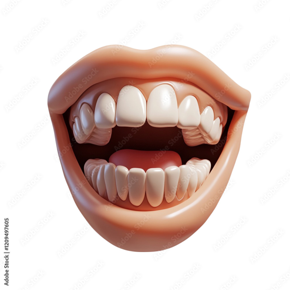 Naklejka premium Wide Open Smiling Mouth Happy Teeth Gums Lips