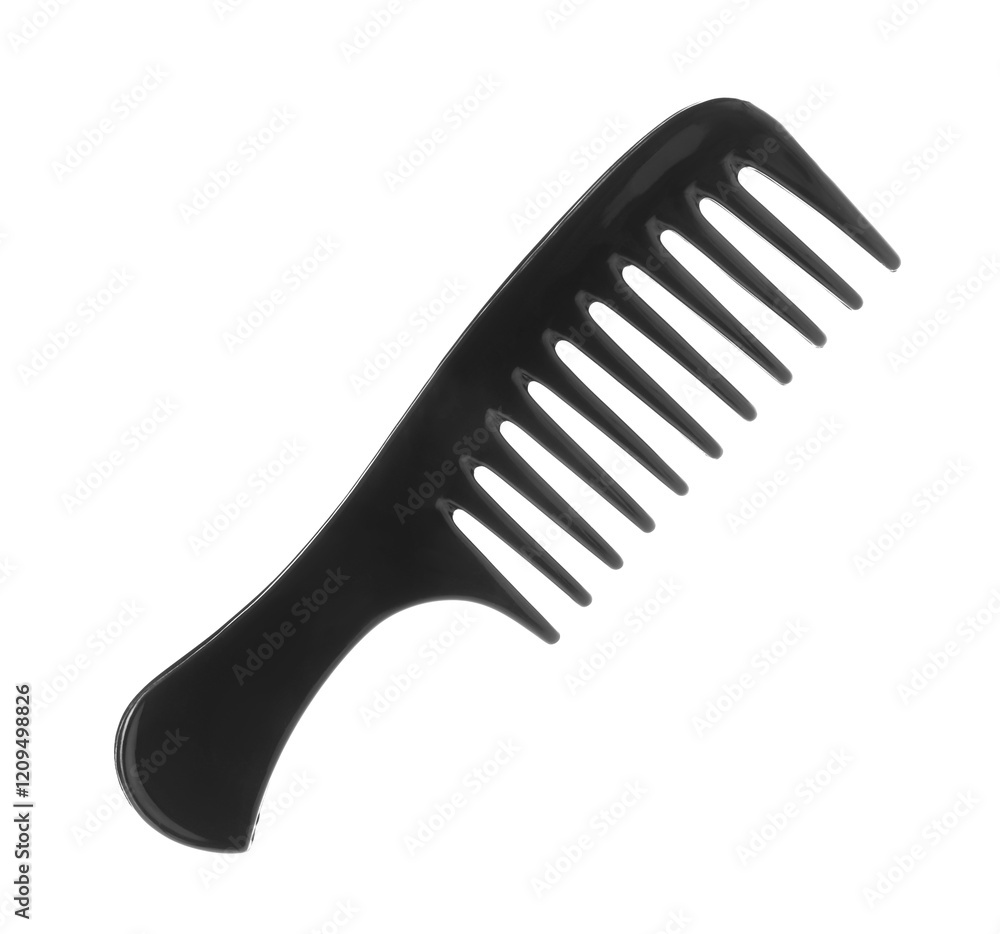 One black plastic comb isolated on white One black plastic comb isolated on white