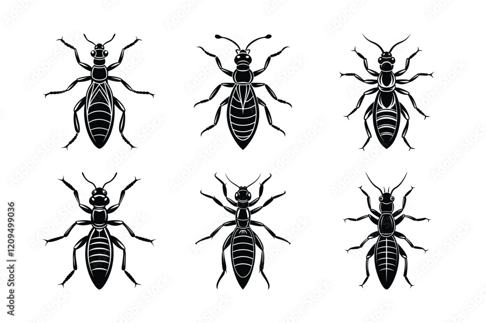 Termite silhouette vector set with white background Termite silhouette vector set with white background