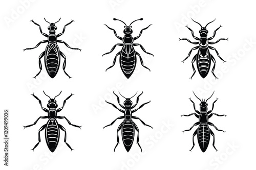 Termite silhouette vector set with white background