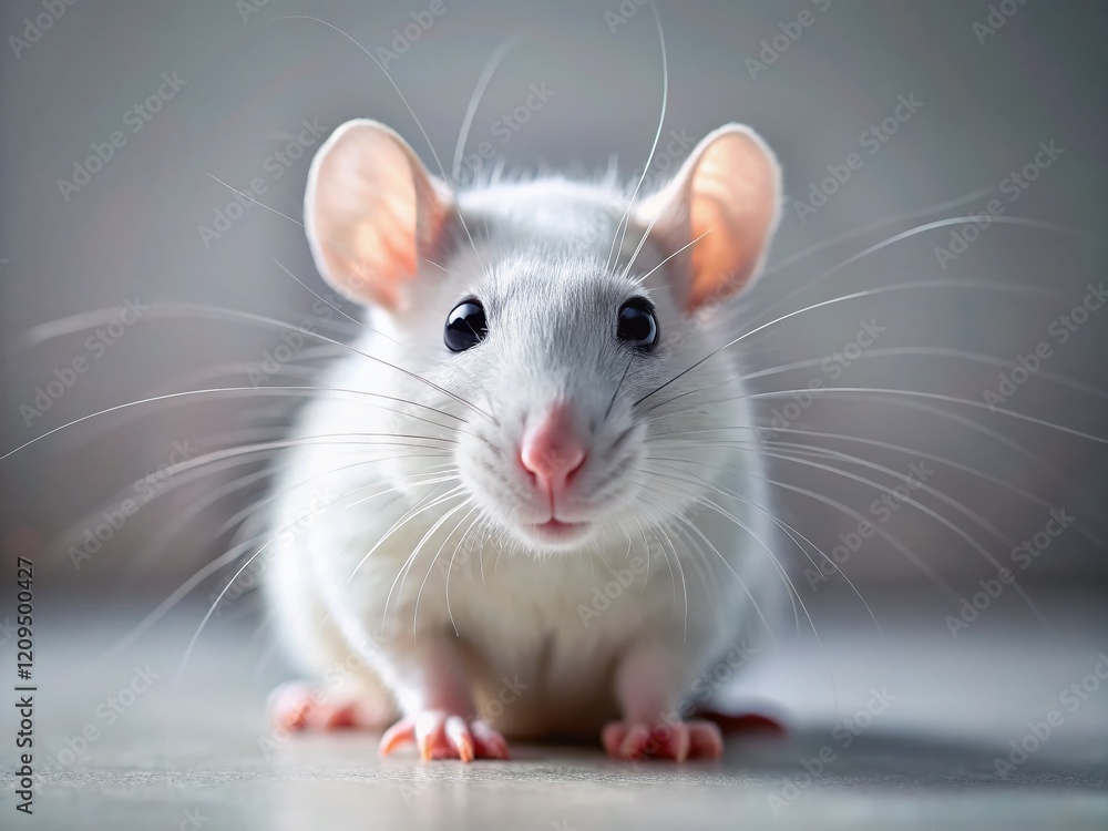 Adorable Gray Rat Posing: Funny Pet Rodent Stock Photo with Copy Space Adorable Gray Rat Posing: Funny Pet Rodent Stock Photo with Copy Space