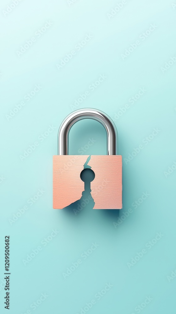 Naklejka premium Broken Padlock on Blue Background