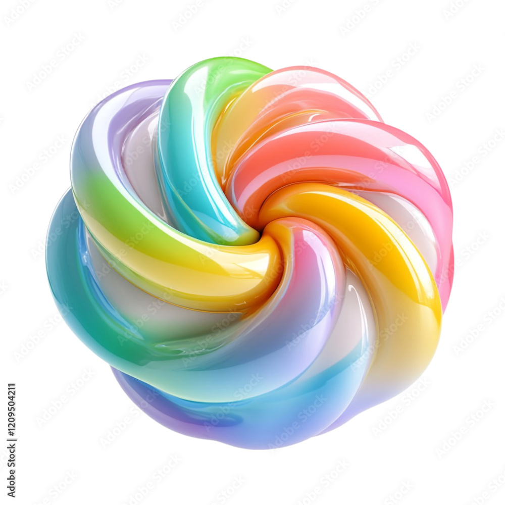 Obraz premium Rainbow swirl abstract art colorful design pastel colors 3D render,