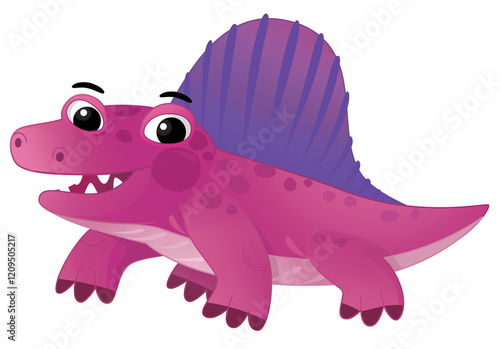 cartoon happy and funny colorful prehistoric dinosaur dino dimetrodon isolated illustration for kids photo