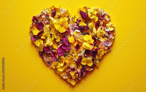 Saint Valentines Day and 8 march womans day heart on bright yellow background