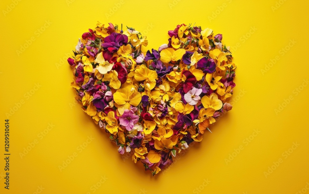 Saint Valentines Day and 8 march womans day heart on bright yellow background Saint Valentines Day and 8 march womans day heart on bright yellow background
