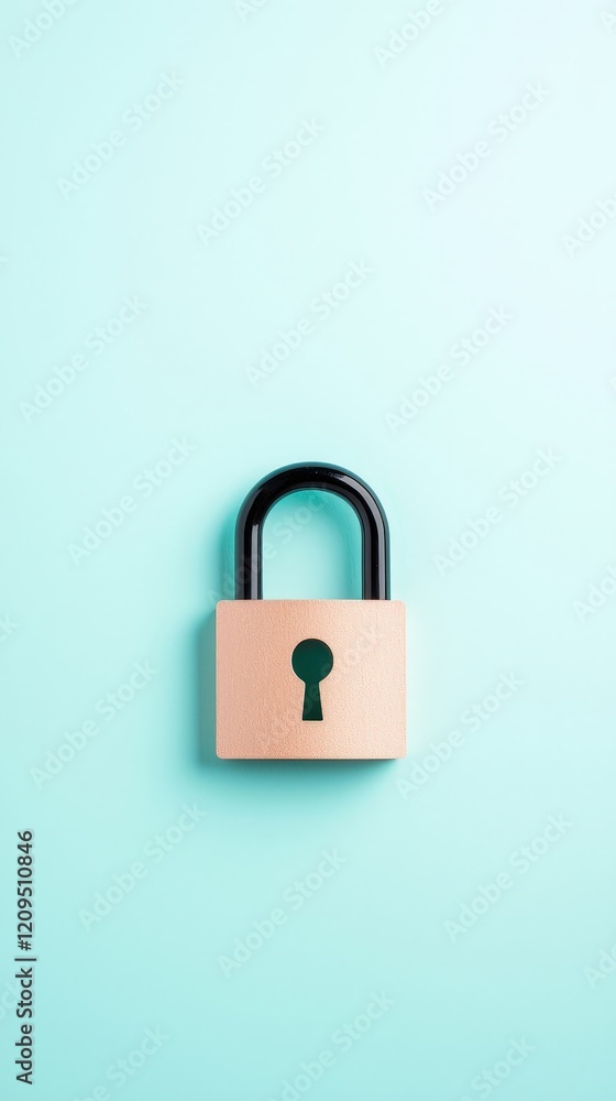 Simple Lock on Mint Background for Security Concept Simple Lock on Mint Background for Security Concept