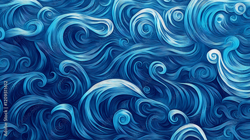 Abstract wave patterns in shades of blue Abstract wave patterns in shades of blue