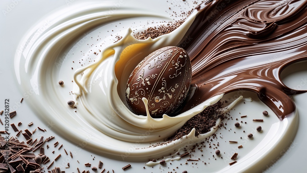 Fototapeta premium Chocolate easter egg splash