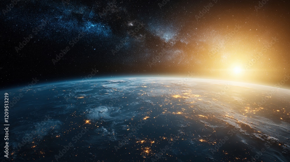 Fototapeta premium Breathtaking View of Earth from Space at Sunrise