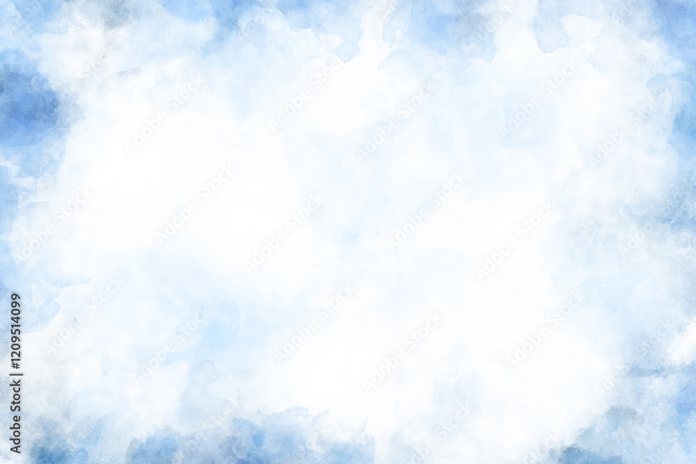Sky blue Aquarelle paint paper textured canvas element, hand drawn watercolor illustration, painting soft blue textured on wet white paper, Light sky blue brush painted watercolor background. Sky blue Aquarelle paint paper textured canvas element, hand drawn watercolor illustration, painting soft blue textured on wet white paper, Light sky blue brush painted watercolor background.