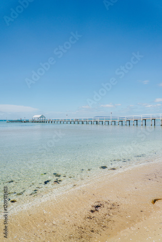 Wide shot of the whole pier at Sorrento Long Pier, Victoria, Australia
