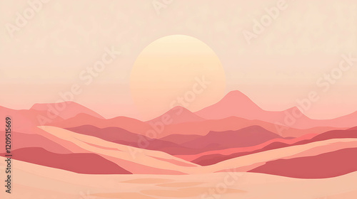 Minimalist desert landscape with sand dunes and clear sky