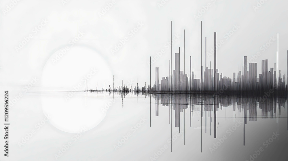 Fototapeta premium Minimalist line art of cityscapes in black and white