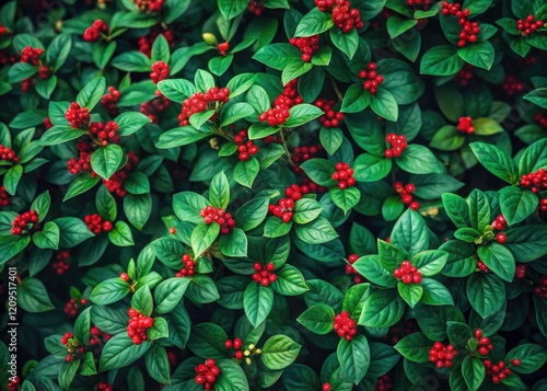 Vibrant red flowers adorn Gymnema sylvestre's lush green leaves, a surreal Ayurvedic herb. photo