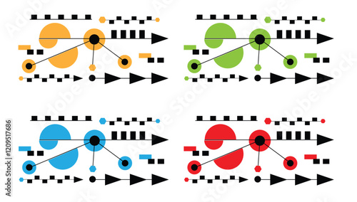 Various Geometric Shapes Hi Tech Background Line Art. Technology graphic design elements and resources concept vector art