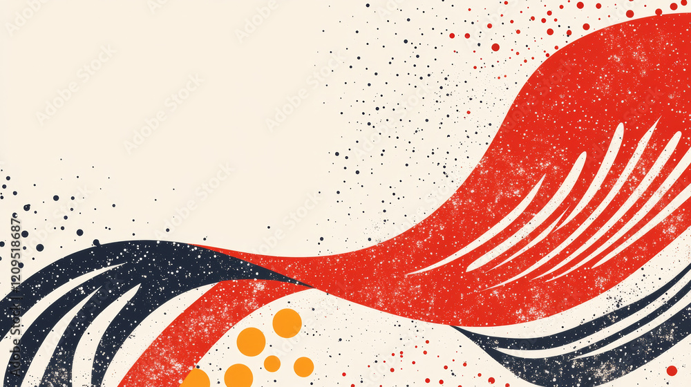 Abstract red and black wave with splatter effect