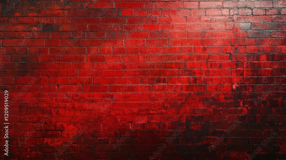 Obraz premium Red Brick Wall, rustic red brick texture, colorful grunge background, moody urban wall, artistic red bricks