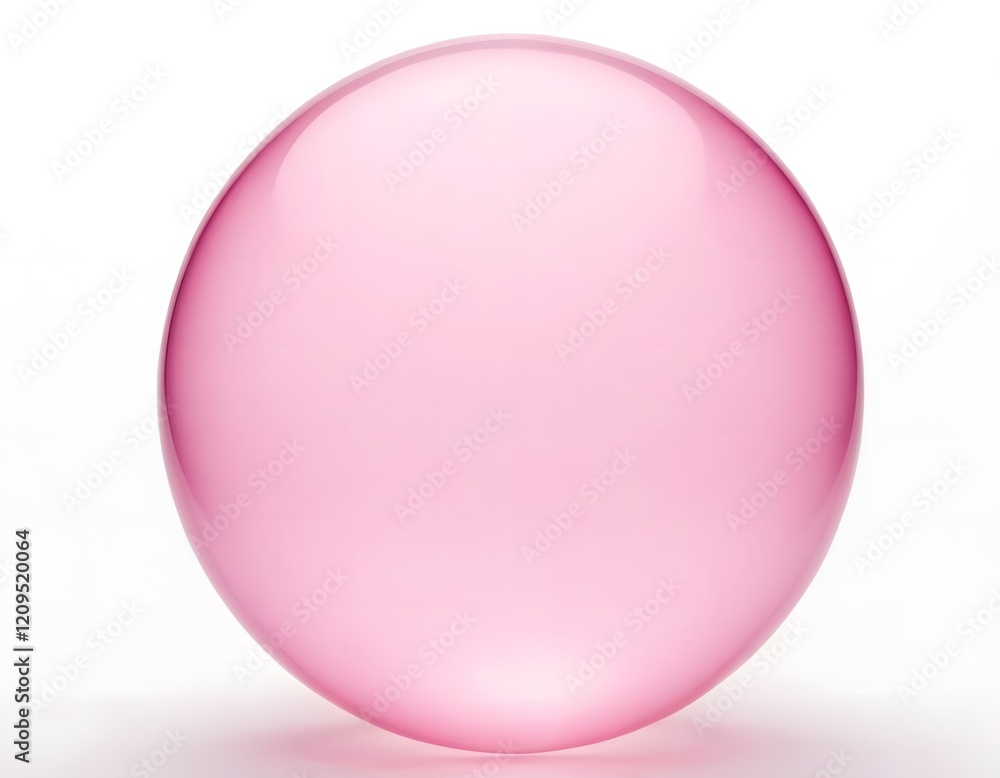 Fototapeta premium pink transparent shining bubble isolated on white background front view closeup shot