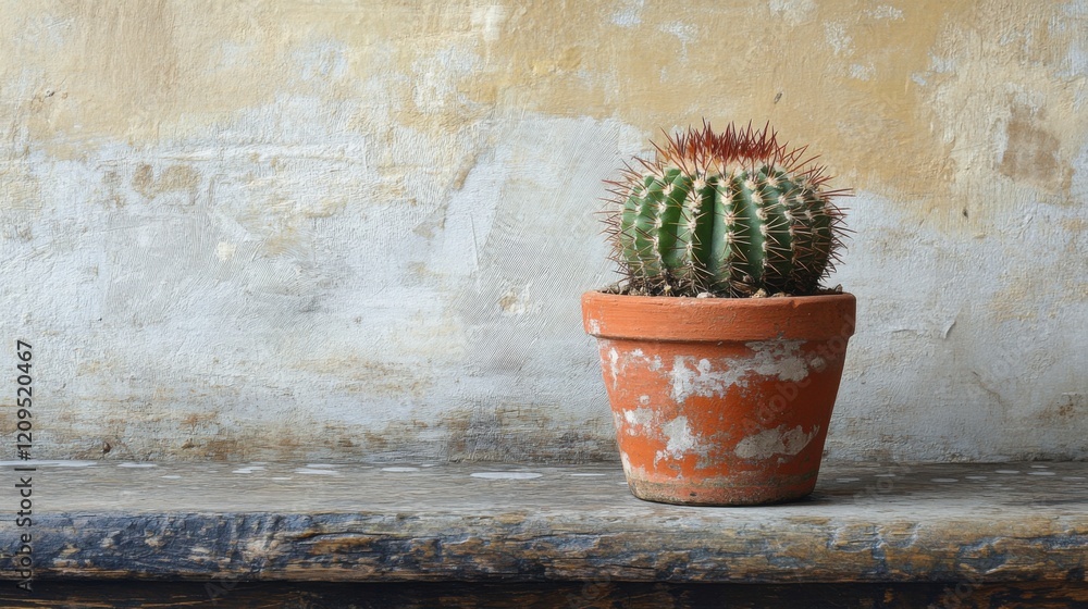 Small cactus in pot. Generative AI Small cactus in pot. Generative AI