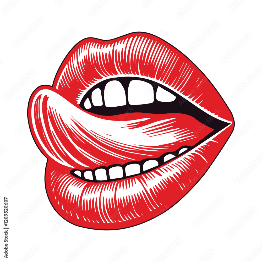 Obraz premium Kissy Lips Vector Illustration Design