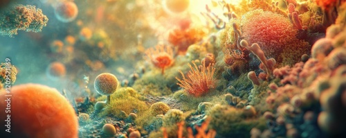 Wallpaper Mural A microscopic world where bacteria form complex ecosystems within the human body. Torontodigital.ca