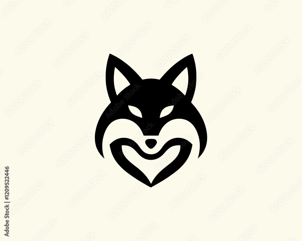 Fototapeta premium Black Fox Logo Design Vector Illustration.