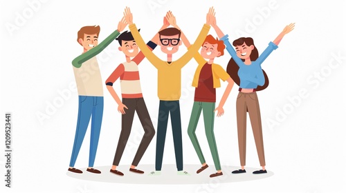 Positive Team Celebrating Success with High-Five Gesture in Office