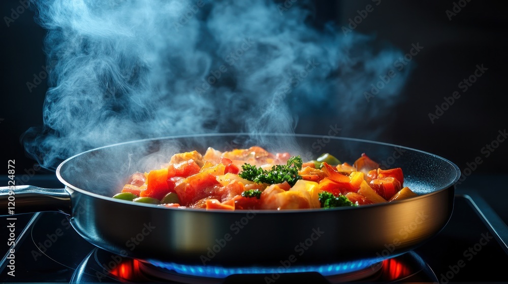 Close-up of a Frying Pan with Colorful Vegetables Close-up of a Frying Pan with Colorful Vegetables