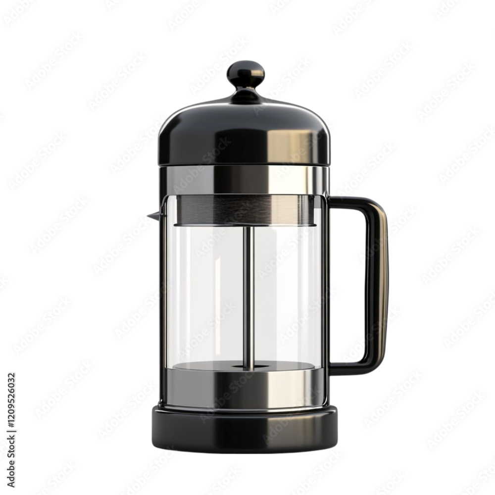 Obraz premium Black French Press Coffee Maker Glass Carafe Brewing Device,