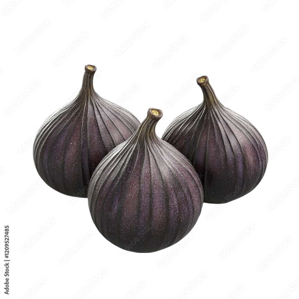 Obraz premium Three dark purple figs fresh fruit healthy eating,