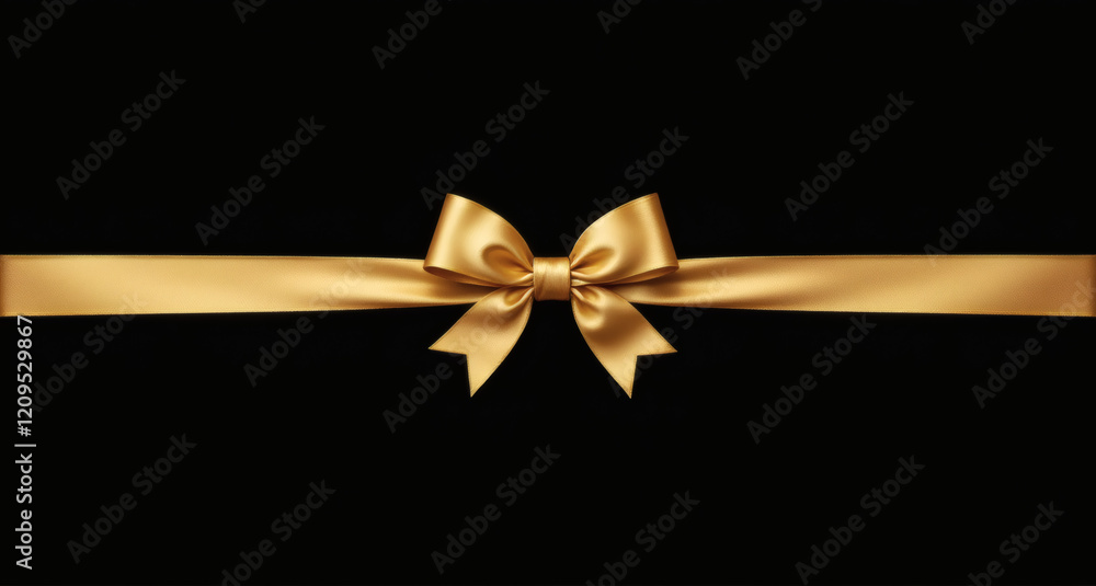 gold satin ribbon tied with a bow on a black background. Bow on black background gold satin ribbon tied with a bow on a black background. Bow on black background