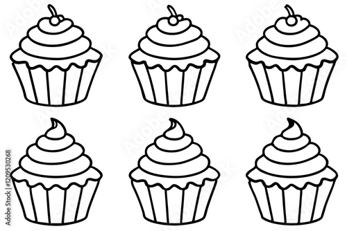 Cupcake Line Art Set for Print & Digital