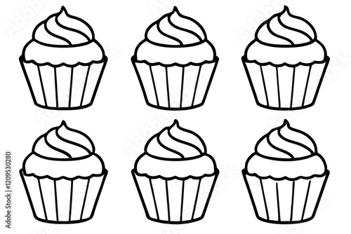 Cupcake Line Art Set for Print & Digital