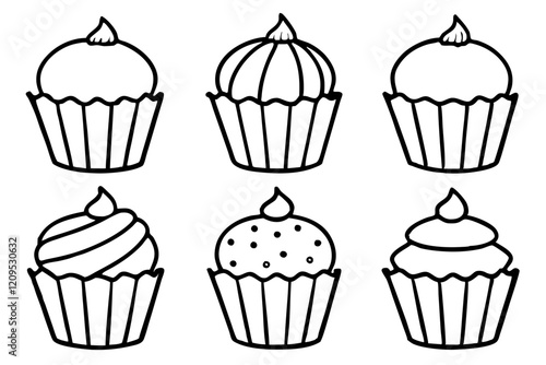 Cupcake Line Art Set for Print & Digital