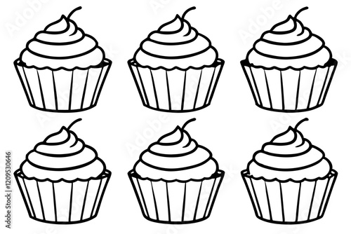 Cupcake Line Art Set for Print & Digital